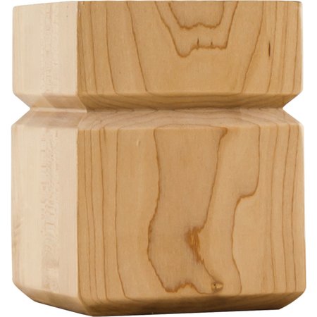 HARDWARE RESOURCES 3-1/2" Wx3-1/2"Dx4-1/2"H Maple Square Grooved Shaker Bun Foot BF33MP